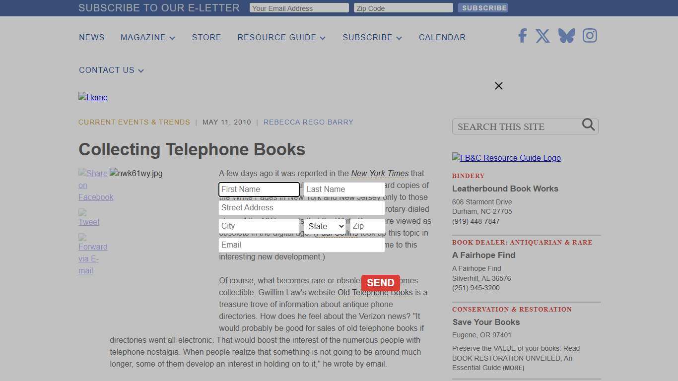 Collecting Telephone Books Fine Books & Collections