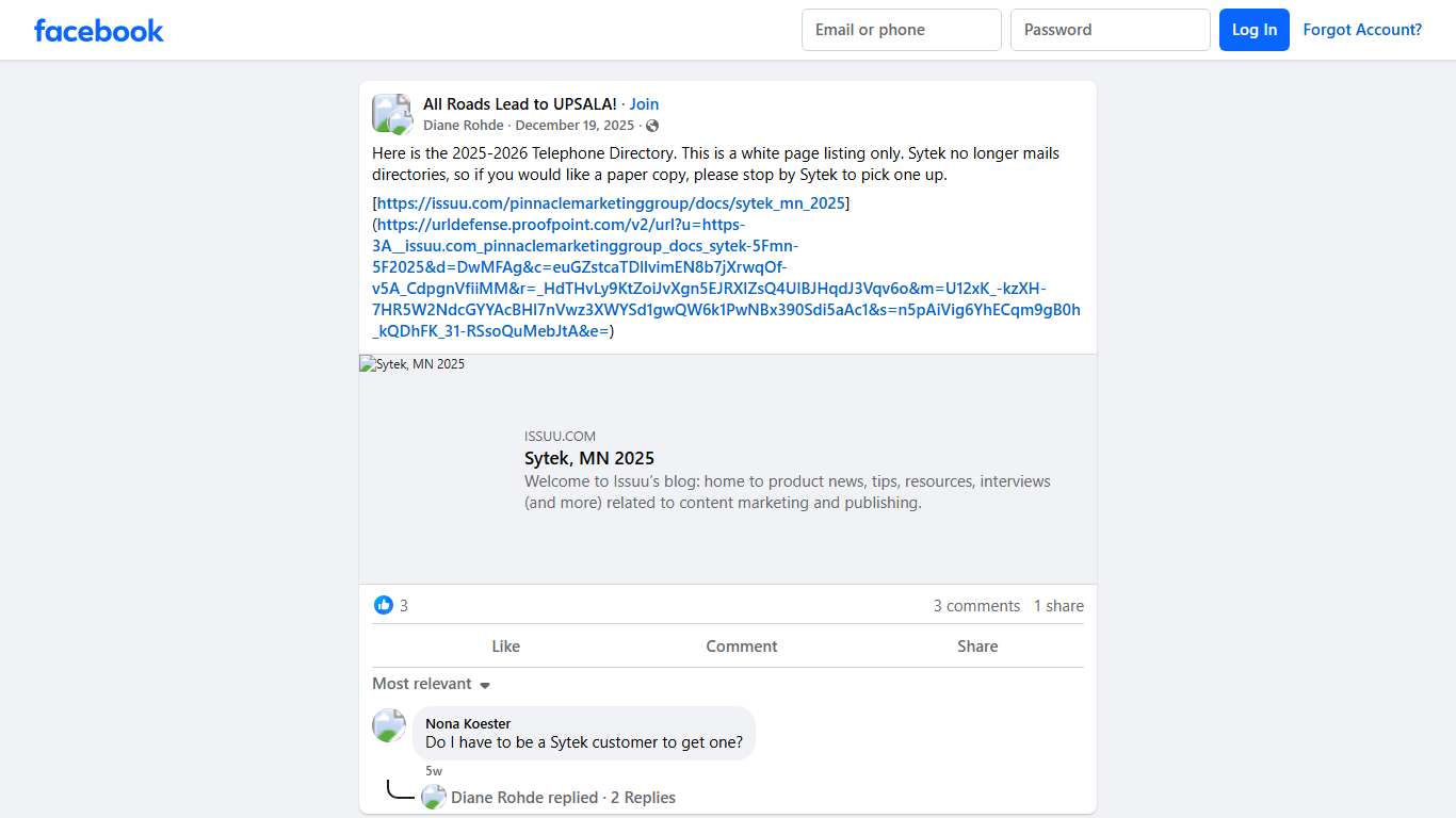All Roads Lead to UPSALA! Here is the 2025-2026 Telephone Directory Facebook